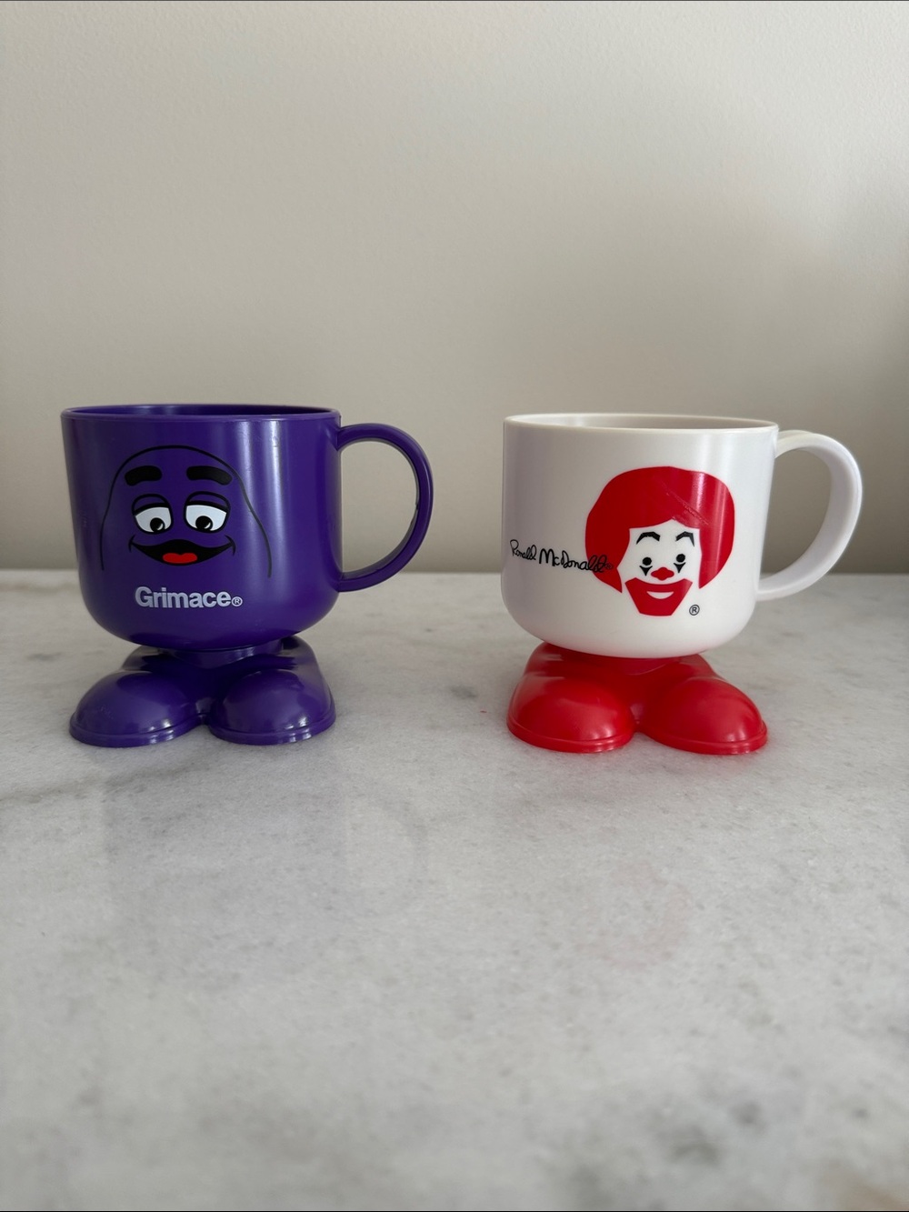 Vintage Grimace and Ronald McDonald plastic cups